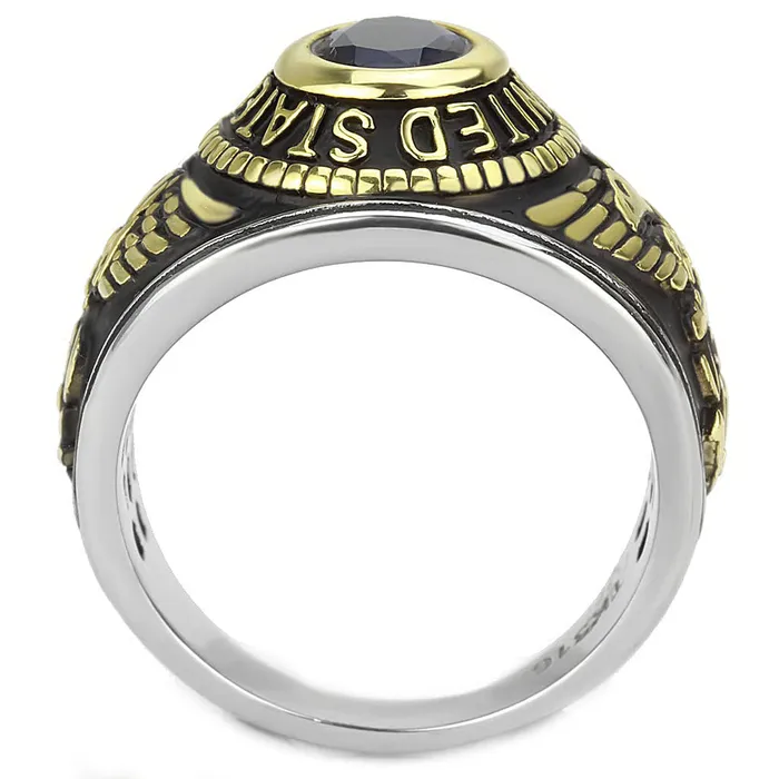TK3726 TwoTone IP Gold Ion Plating Stainless Steel Ring with Synthetic Synthetic Glass in Montana Alamode Rings