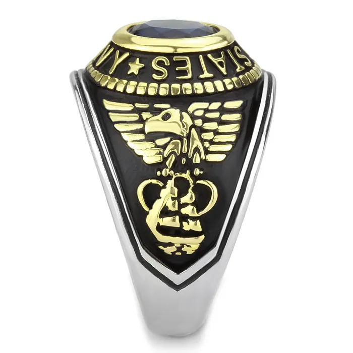 TK3726 TwoTone IP Gold Ion Plating Stainless Steel Ring with Synthetic Synthetic Glass in Montana Alamode Rings