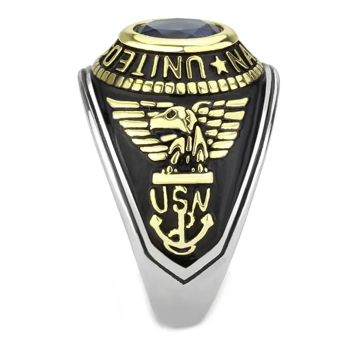 TK3726 TwoTone IP Gold Ion Plating Stainless Steel Ring with Synthetic Synthetic Glass in Montana Alamode Rings