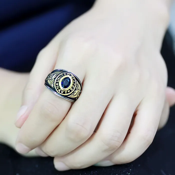 TK3726 TwoTone IP Gold Ion Plating Stainless Steel Ring with Synthetic Synthetic Glass in Montana Alamode Rings