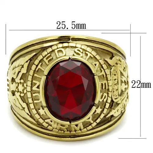 TK414706G IP GoldIon Plating Stainless Steel Ring with Synthetic Synthetic Glass in Siam Alamode Rings