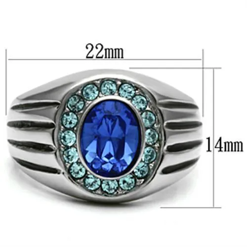 TK601 High polished no plating Stainless Steel Ring with Top Grade Crystal in Sapphire Alamode Rings