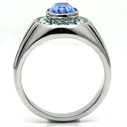 TK601 High polished no plating Stainless Steel Ring with Top Grade Crystal in Sapphire Alamode Rings