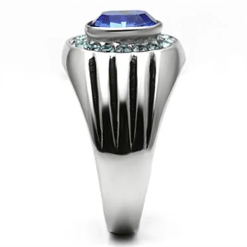 TK601 High polished no plating Stainless Steel Ring with Top Grade Crystal in Sapphire Alamode Rings