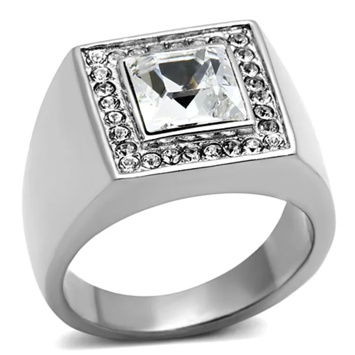TK945 High polished no plating Stainless Steel Ring with Top Grade Crystal in Clear Alamode Rings TK945 High polished no plating Stainless Steel Ring with Top Grade Crystal in Clear Alamode Rings