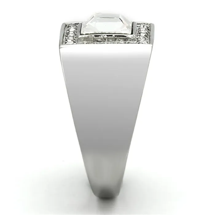 TK945 High polished no plating Stainless Steel Ring with Top Grade Crystal in Clear Alamode Rings