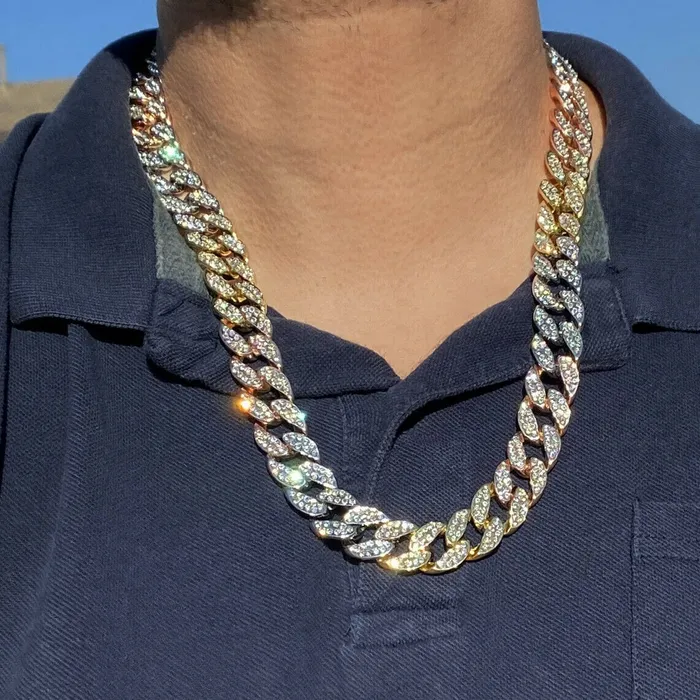TriTone Iced Cuban Link Chain Necklace 24 x 16MM Bling Cartel Admin Necklaces TriTone Iced Cuban Link Chain Necklace 24 x 16MM Bling Cartel Admin Necklaces