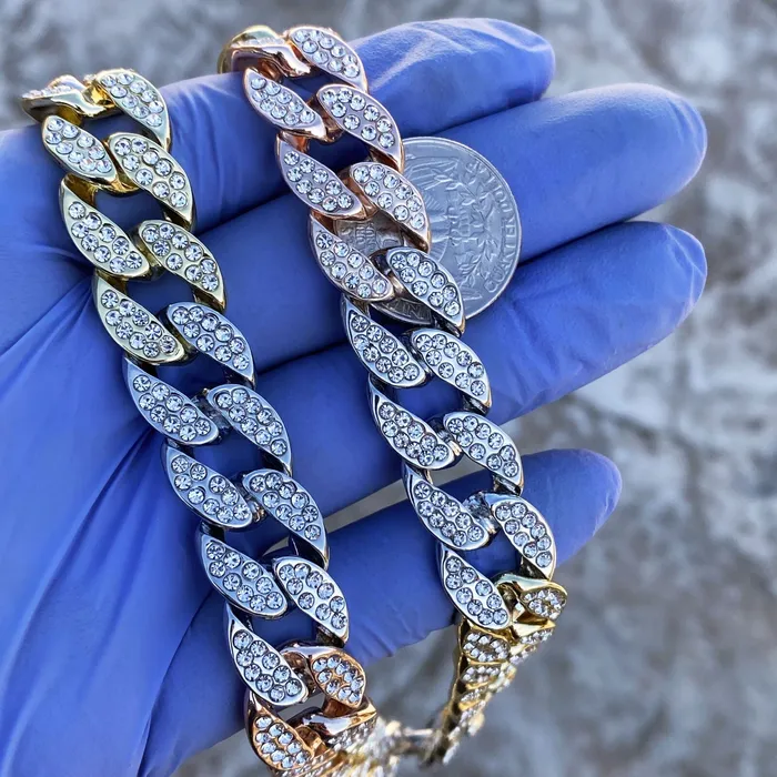 TriTone Iced Cuban Link Chain Necklace 24 x 16MM Bling Cartel Admin Necklaces TriTone Iced Cuban Link Chain Necklace 24 x 16MM Bling Cartel Admin Necklaces
