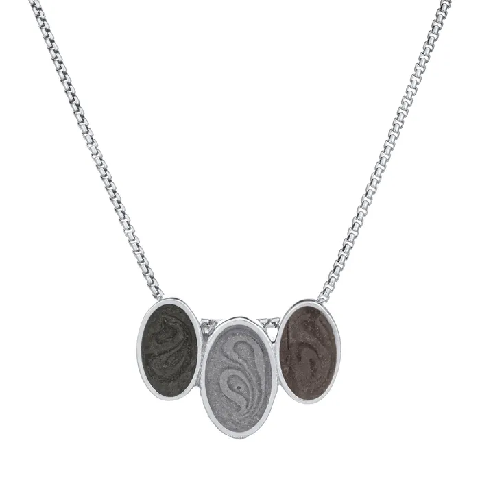 Triple Oval Cremation Necklace in 14K White Gold closebymejewelry Necklaces