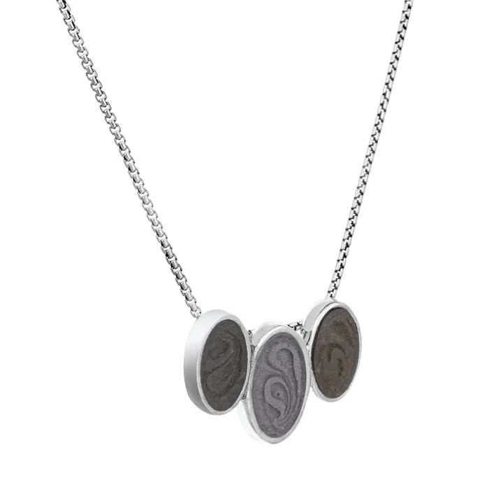 Triple Oval Cremation Necklace in 14K White Gold closebymejewelry Necklaces
