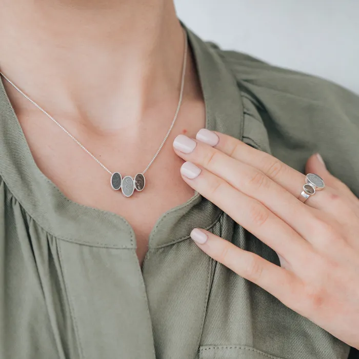 Triple Oval Cremation Necklace in 14K White Gold closebymejewelry Necklaces