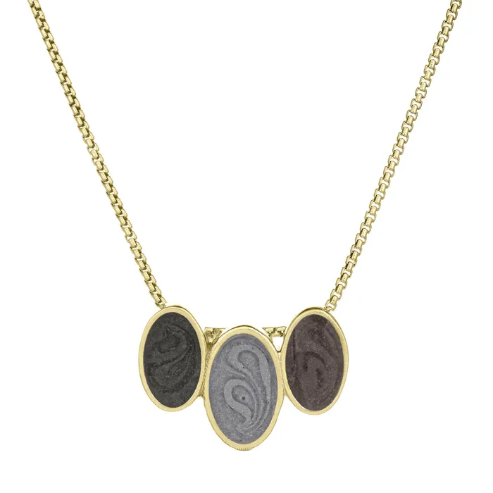 Triple Oval Cremation Necklace in 14K Yellow Gold closebymejewelry Necklaces Triple Oval Cremation Necklace in 14K Yellow Gold closebymejewelry Necklaces