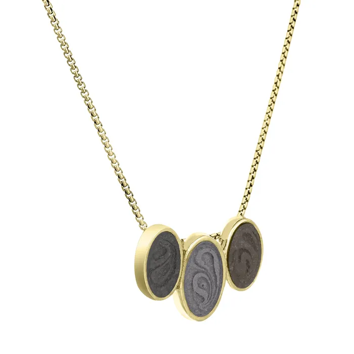Triple Oval Cremation Necklace in 14K Yellow Gold closebymejewelry Necklaces