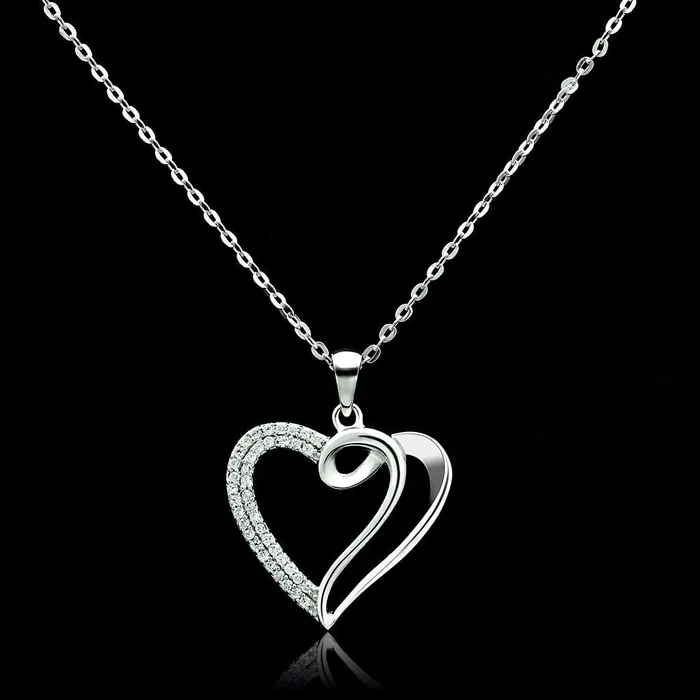 TS035 Rhodium 925 Sterling Silver Necklace with AAA Grade CZ in Clear Alamode Necklaces TS035 Rhodium 925 Sterling Silver Necklace with AAA Grade CZ in Clear Alamode Necklaces