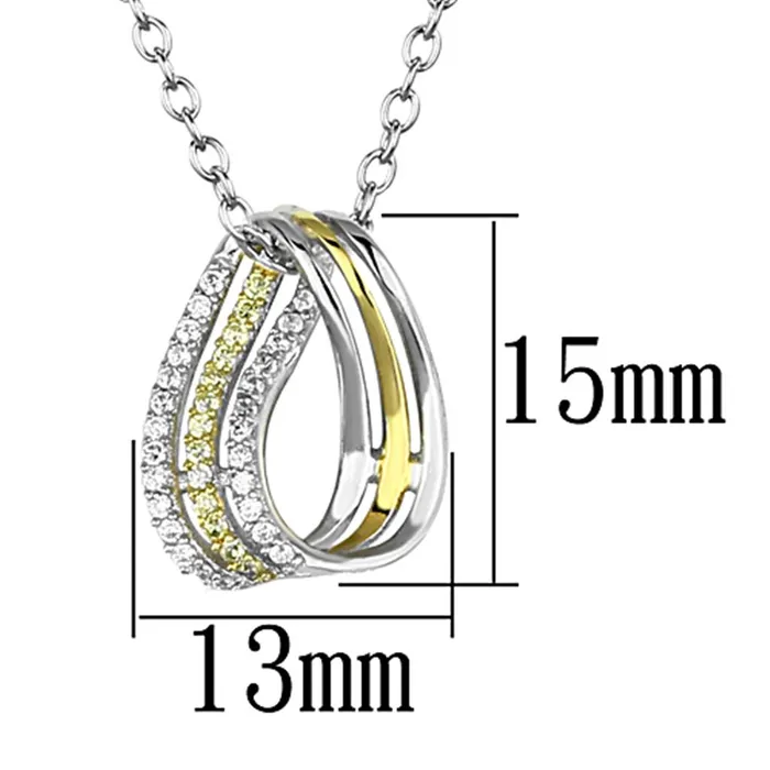 TS157 GoldRhodium 925 Sterling Silver Chain Pendant with AAA Grade CZ in Topaz Alamode Necklaces