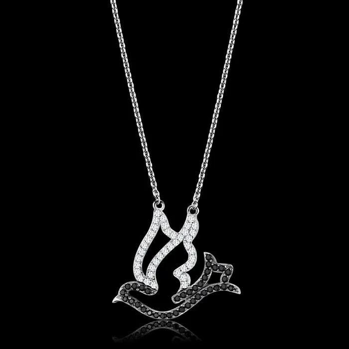 TS563 Rhodium Ruthenium 925 Sterling Silver Chain Pendant with AAA Grade CZ in Clear Alamode Necklaces TS563 Rhodium Ruthenium 925 Sterling Silver Chain Pendant with AAA Grade CZ in Clear Alamode Necklaces