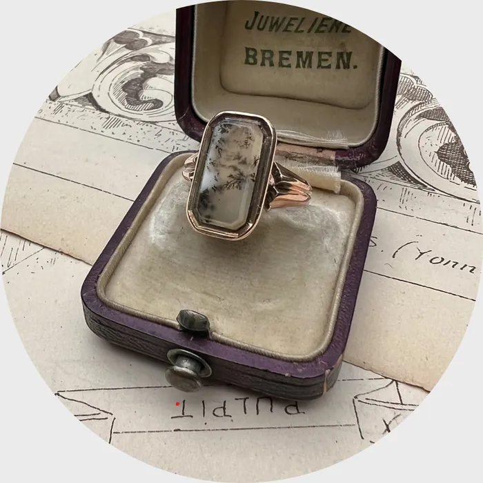 Victorian Moss Agate Panel Ring 21stfinds Rings