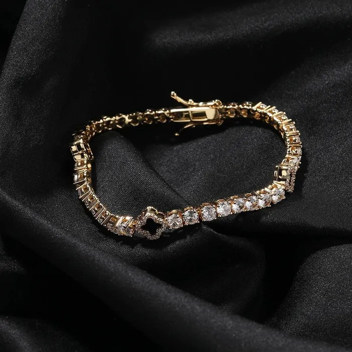 VVS Jewelry 4 Leaf Clover Diamond Tennis Bracelet VVS Jewelry Bracelets