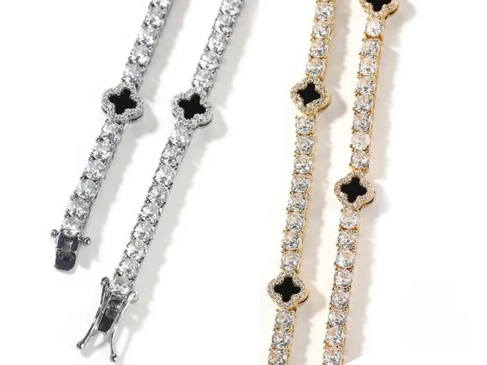 VVS Jewelry 4 Leaf Clover Diamond Tennis Bracelet VVS Jewelry Bracelets