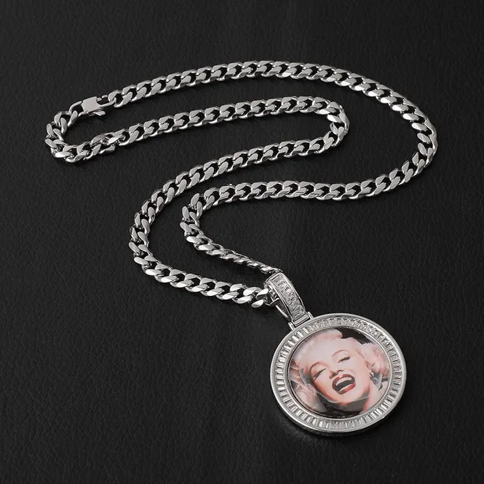 VVS Jewelry Necklaces 3D Custom Baguette Photo Pendant Chain with FREE Name Engraving
