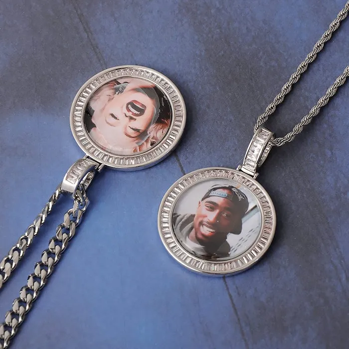 VVS Jewelry Necklaces 3D Custom Baguette Photo Pendant Chain with FREE Name Engraving