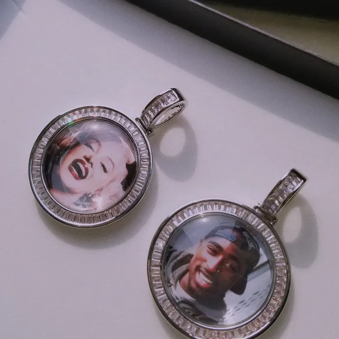 VVS Jewelry Necklaces 3D Custom Baguette Photo Pendant Chain with FREE Name Engraving