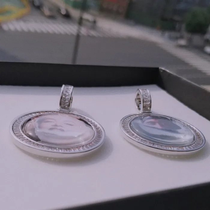 VVS Jewelry Necklaces 3D Custom Baguette Photo Pendant Chain with FREE Name Engraving