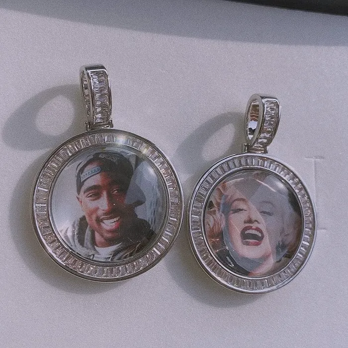 VVS Jewelry Necklaces 3D Custom Baguette Photo Pendant Chain with FREE Name Engraving