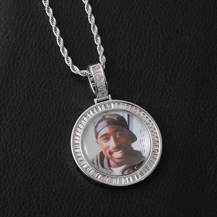 VVS Jewelry Necklaces 3D Custom Baguette Photo Pendant Chain with FREE Name Engraving