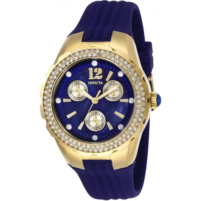 Watches Invicta Invicta Womens Quartz Watch Angel Yellow Gold Case Blue Rubber Strap 29087 Watches Invicta Invicta Womens Quartz Watch Angel Yellow Gold Case Blue Rubber Strap 29087