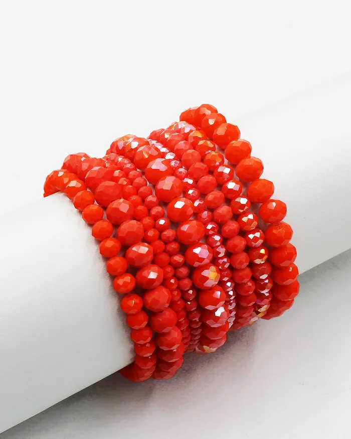 06012023 Multiple Layered Faceted Stretch Bracelet Bracelets