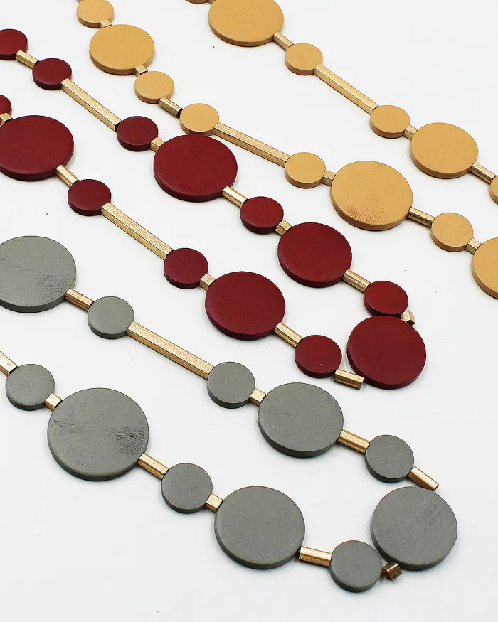 060822 Necklaces Round Wood Beaded Long Necklace