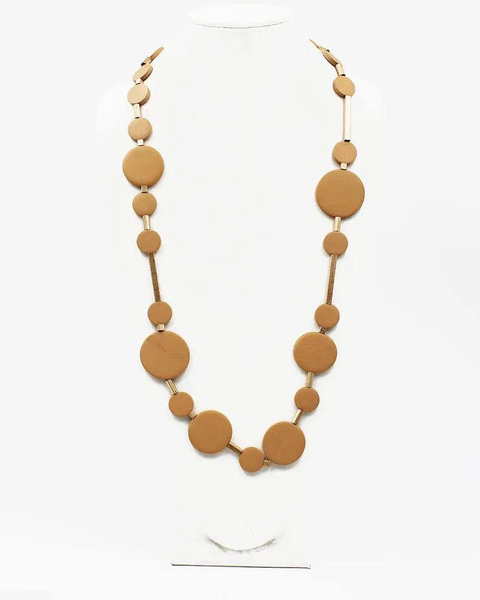 060822 Necklaces Round Wood Beaded Long Necklace 060822 Necklaces Round Wood Beaded Long Necklace