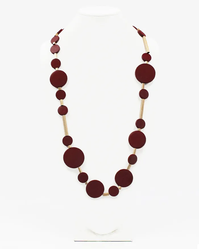 060822 Necklaces Round Wood Beaded Long Necklace 060822 Necklaces Round Wood Beaded Long Necklace