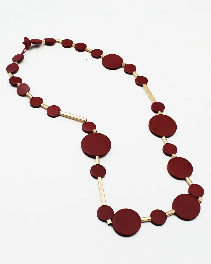 060822 Necklaces Round Wood Beaded Long Necklace 060822 Necklaces Round Wood Beaded Long Necklace