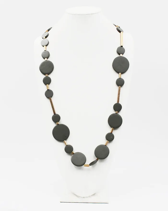060822 Necklaces Round Wood Beaded Long Necklace 060822 Necklaces Round Wood Beaded Long Necklace