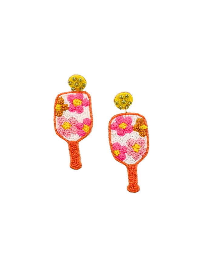 06112024 Earrings Beaded Pickleball Paddle Earrings 06112024 Earrings Beaded Pickleball Paddle Earrings
