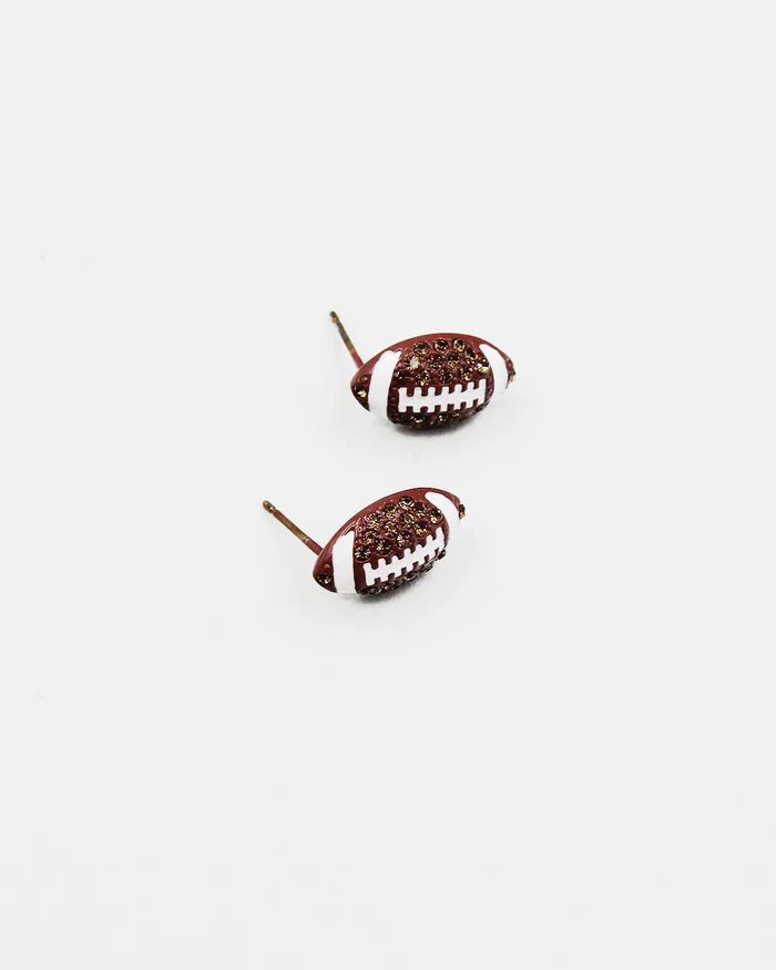 090122 Earrings Football Crystal Stone Stud Earrings