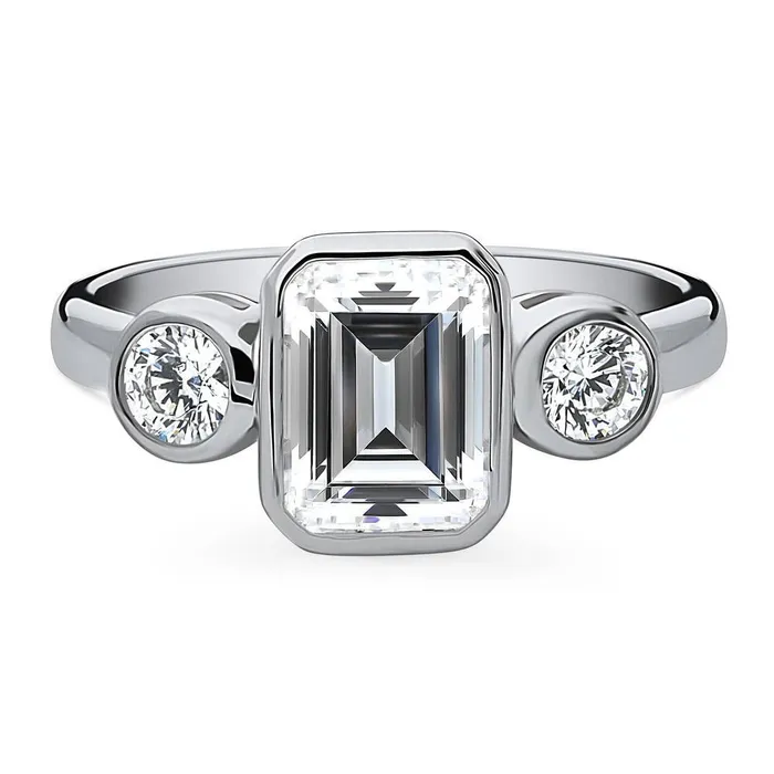 3Stone 17ct Emerald Cut CZ Ring in Sterling Silver BERRICLE Rings