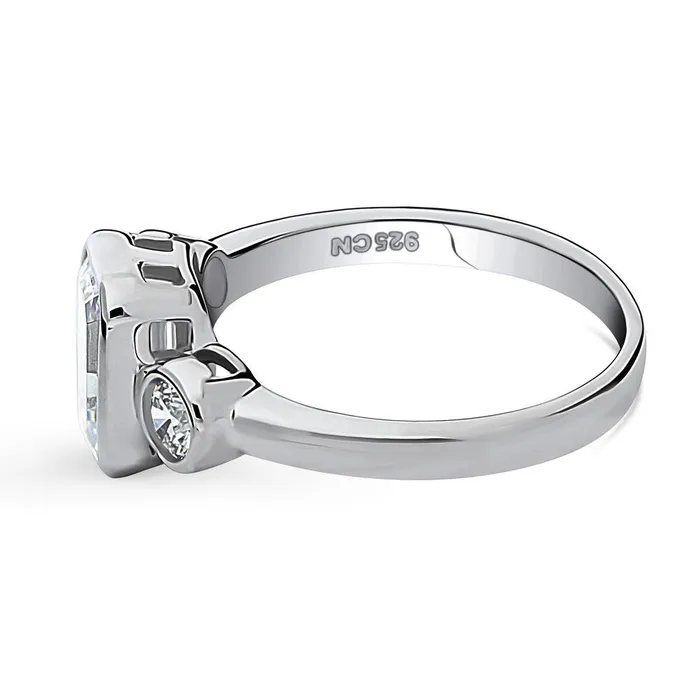 3Stone 17ct Emerald Cut CZ Ring in Sterling Silver BERRICLE Rings
