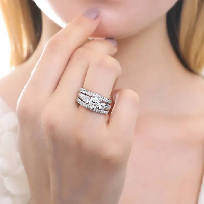 3Stone 1ct CZ Ring Set in Sterling Silver BERRICLE Rings