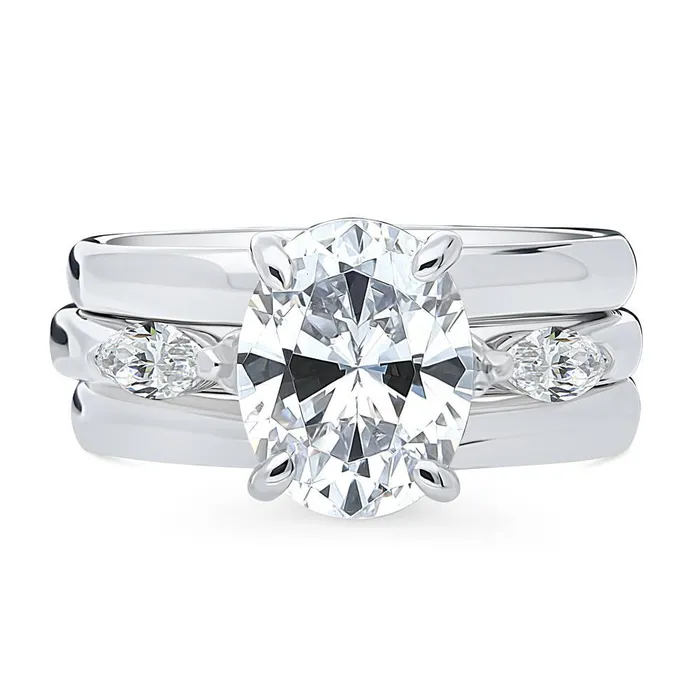 3Stone 25ct Oval CZ Ring Set in Sterling Silver BERRICLE Rings