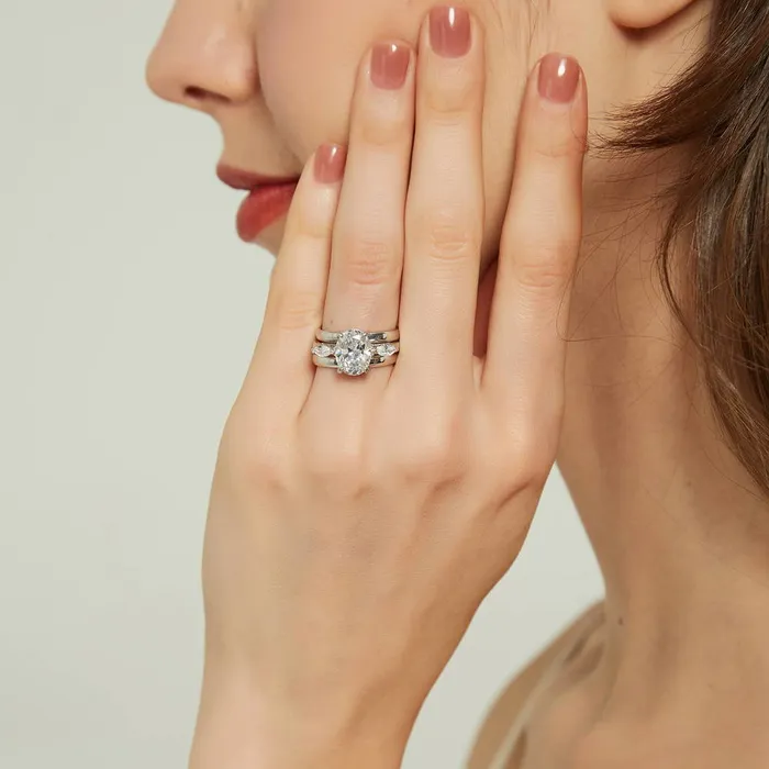 3Stone 25ct Oval CZ Ring Set in Sterling Silver BERRICLE Rings