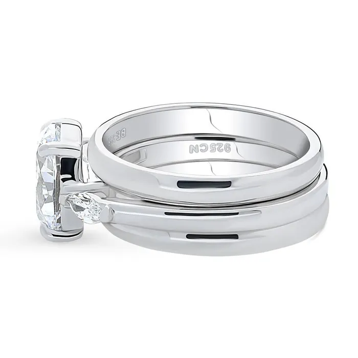 3Stone 25ct Oval CZ Ring Set in Sterling Silver BERRICLE Rings