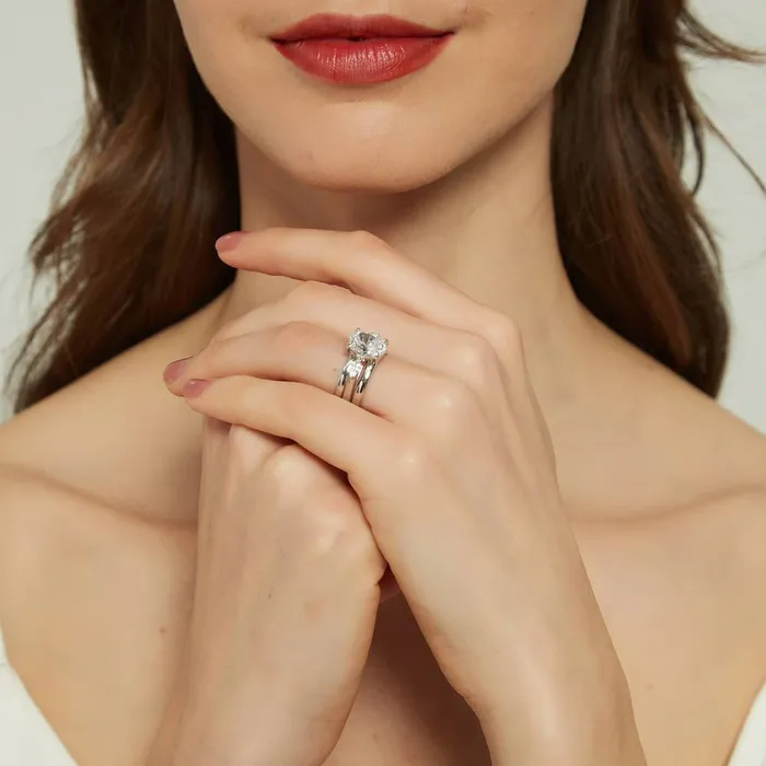 3Stone 25ct Oval CZ Ring Set in Sterling Silver BERRICLE Rings