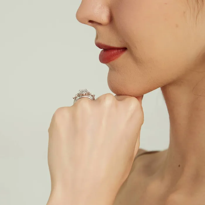 3Stone 25ct Oval CZ Ring Set in Sterling Silver BERRICLE Rings