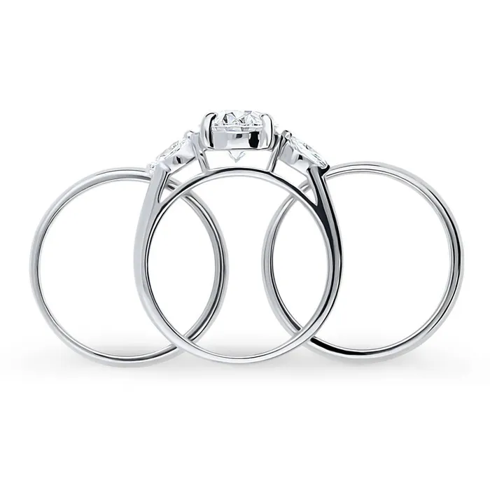 3Stone 25ct Oval CZ Ring Set in Sterling Silver BERRICLE Rings