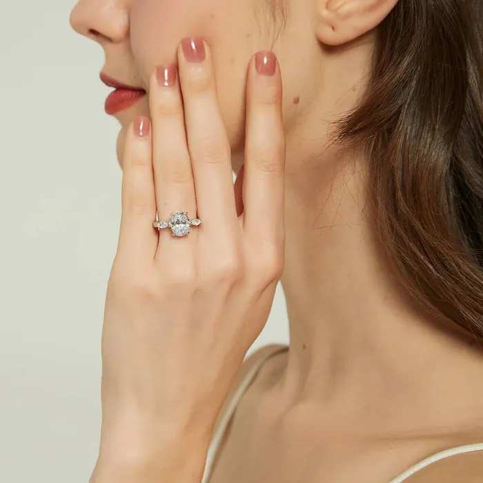 3Stone 25ct Oval CZ Ring Set in Sterling Silver BERRICLE Rings