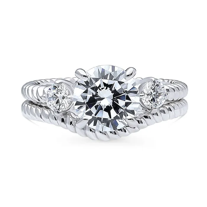3Stone Woven 2ct CZ Ring Set in Sterling Silver BERRICLE Rings