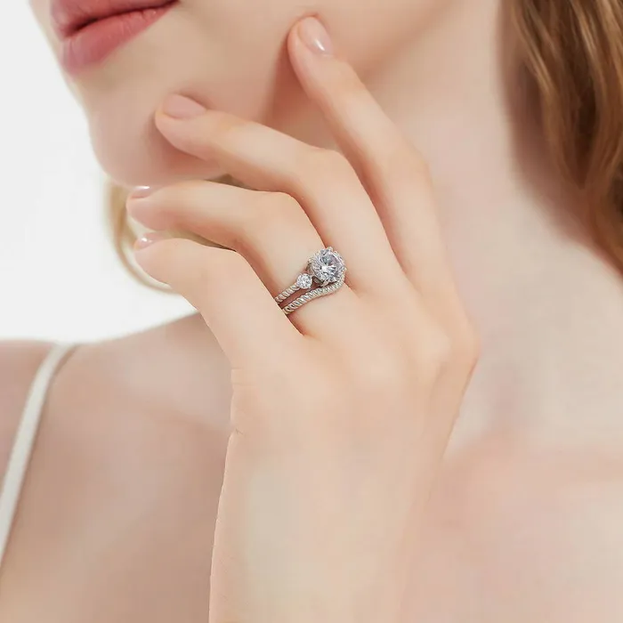 3Stone Woven 2ct CZ Ring Set in Sterling Silver BERRICLE Rings